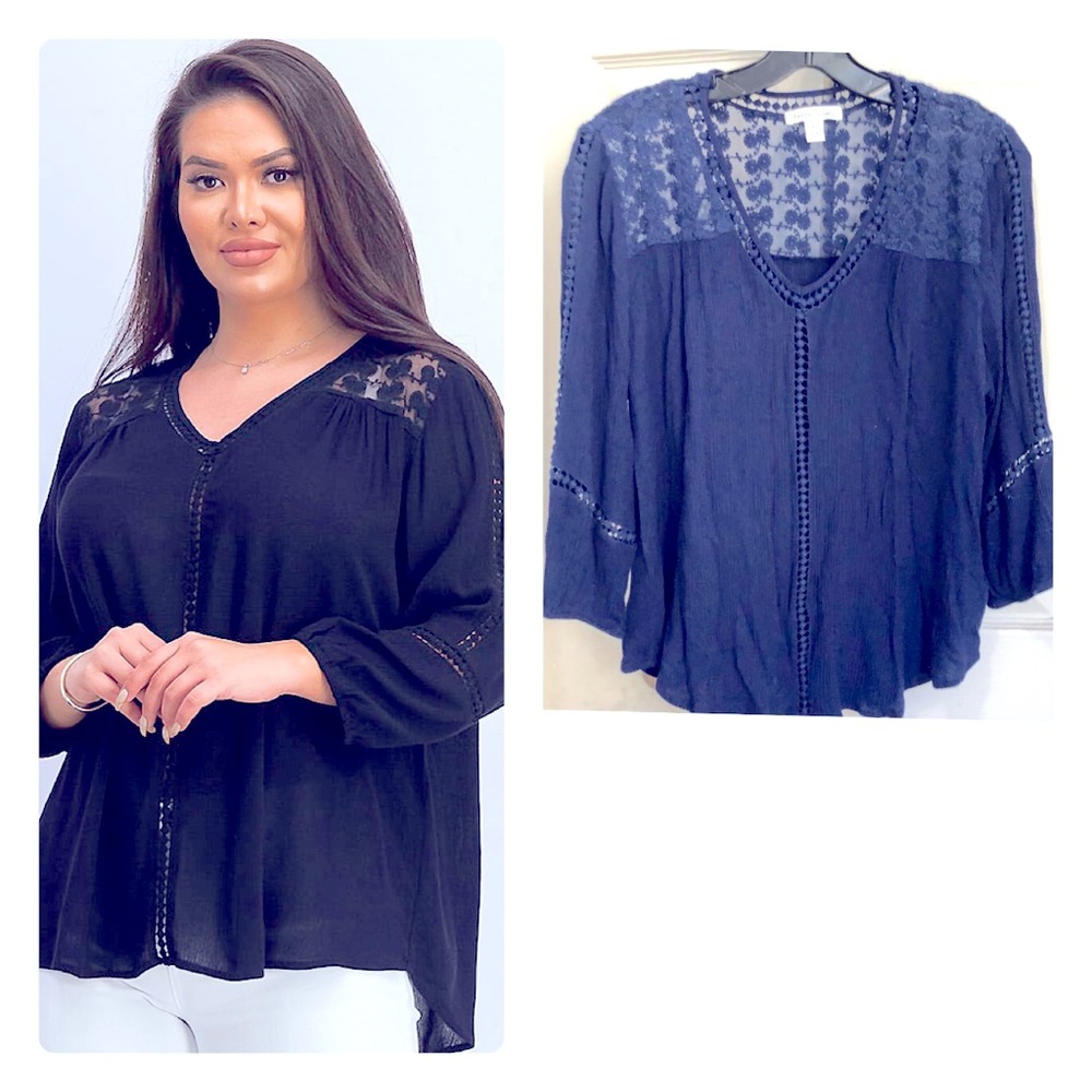 John Paul Richard Women Raelinn Crochet Detail Top SZ L